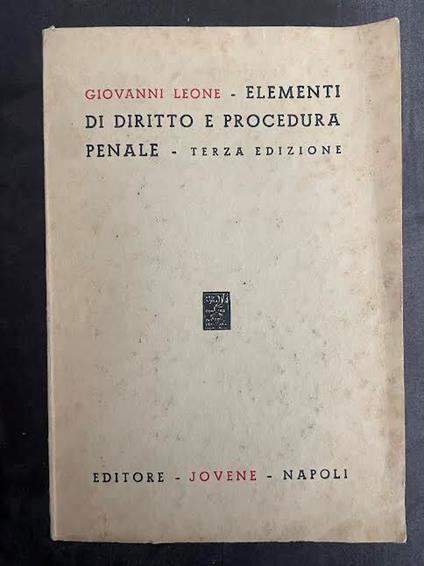 Elementi di diritto e procedura penale - Giovanni Leone - copertina