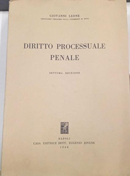 Diritto processuale penale - Giovanni Leone - copertina