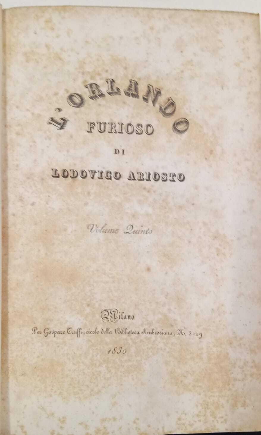 L' Orlando Furioso (volume quinto)