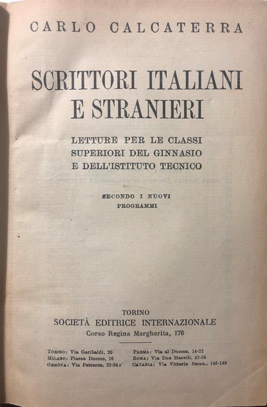 Scrittori italiani e stranieri - Carlo Calcaterra - copertina