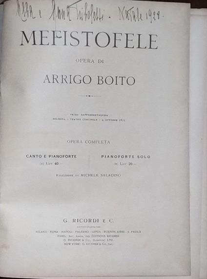 Mefistofele. Opera completa - Arrigo Boito - copertina