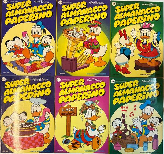 Lotto 6 fumetti Super Almanacco Paperino (n°6-9-11-13-14-15) - copertina