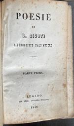Poesie di G. Giusti riconosciute dall'autore. Prima parte. Rilegato con Nuovi versi