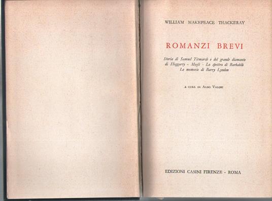 Romanzi brevi - William M. Thackeray - copertina