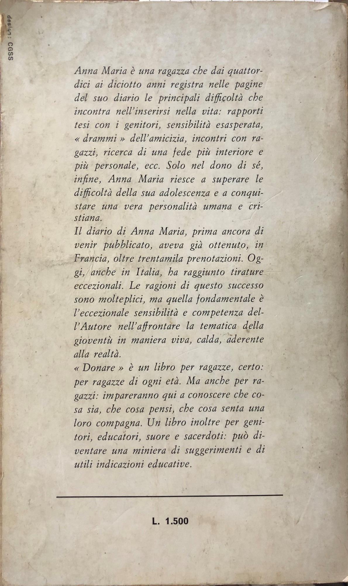 Donare. Il diario di Anna Maria