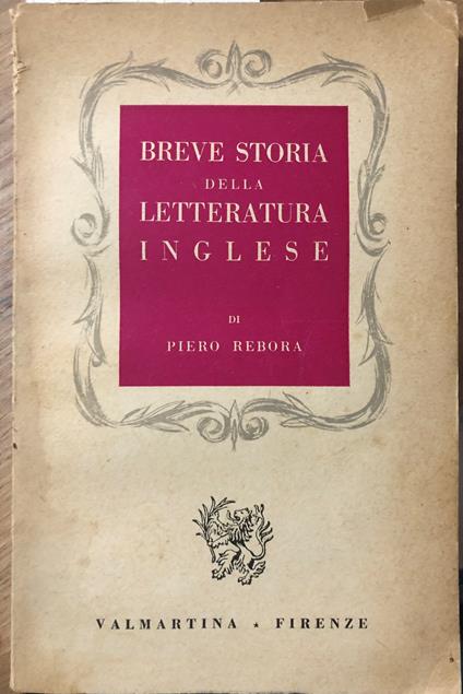 Breve storia della letteratura inglese - Piero Rebora - copertina