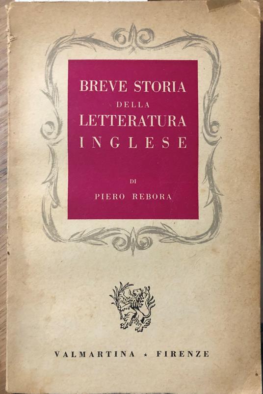 Breve storia della letteratura inglese - Piero Rebora - copertina