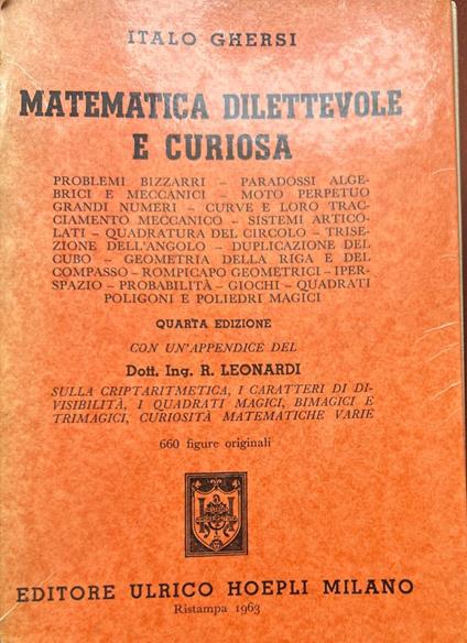 Matematica dilettevole e curiosa - Italo Ghersi - copertina