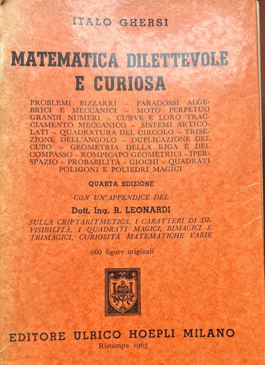 Matematica dilettevole e curiosa - Italo Ghersi - copertina