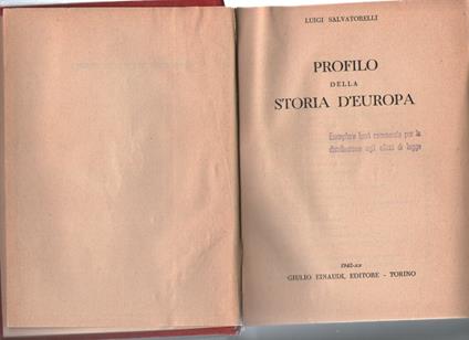 Profilo della storia d'Europa - Luigi Salvatorelli - copertina