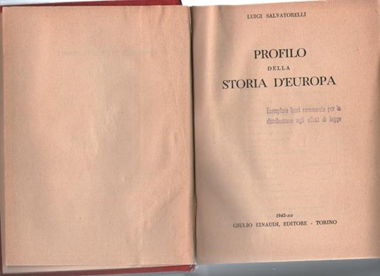 Profilo della storia d'Europa - Luigi Salvatorelli - copertina