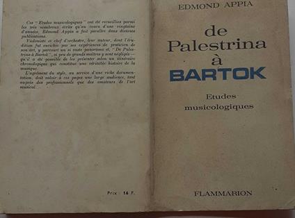 De Palestrina a Bartok. Etudes musicologiques - copertina