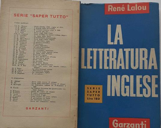 La letteratura inglese - René Lalou - copertina