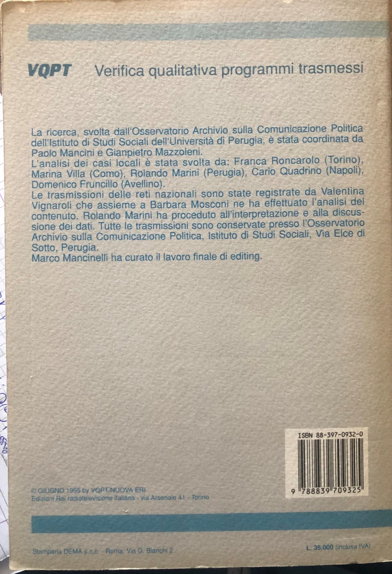 I media scendono in campo. Le elezioni politiche 1994 in Televisione