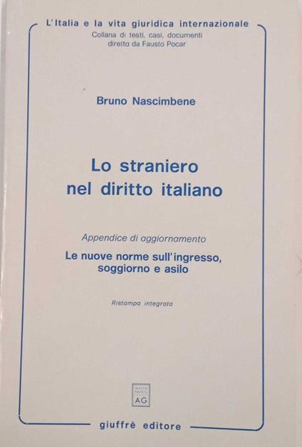 Lo straniero nel diritto italiano - copertina