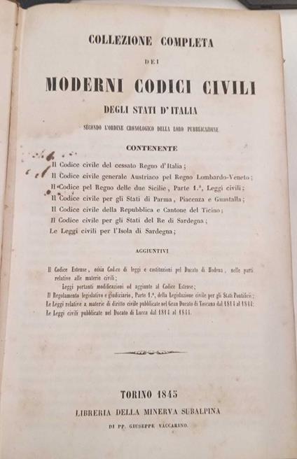 Collezione completa dei moderni codici civili degli Stati d'Italia - copertina