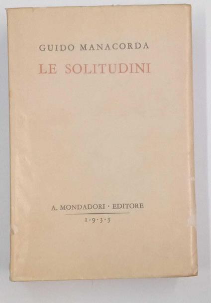 Le solitudini - Guido Manacorda - copertina