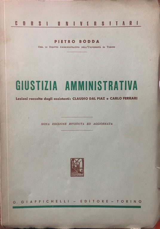 Giustizia amministrativa - Pietro Bodda - copertina