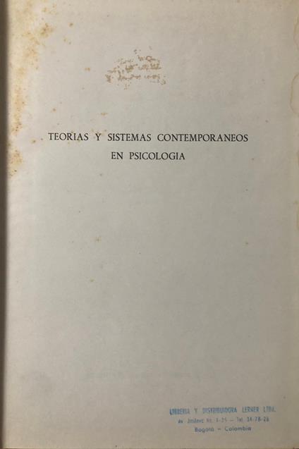Teorias y sistemas contemporaneos en psicologia - Benjamin B. Wolman - copertina