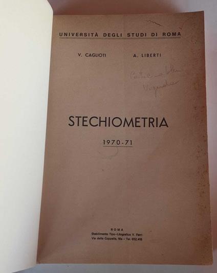 Stechiometria 1970-71 - copertina