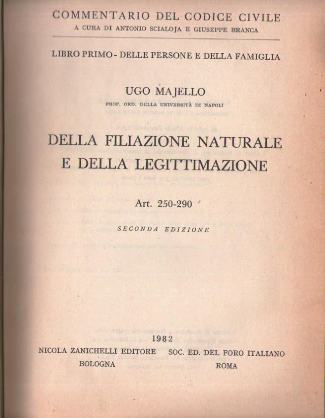 Della filiazione naturale e della legittimazione. Art. 250-290