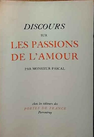 Discours sur les passions de l'amour - Blaise Pascal - copertina