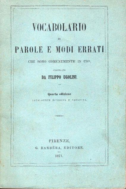 Vocabolario di parole e modi errati che sono comunemente in uso - copertina
