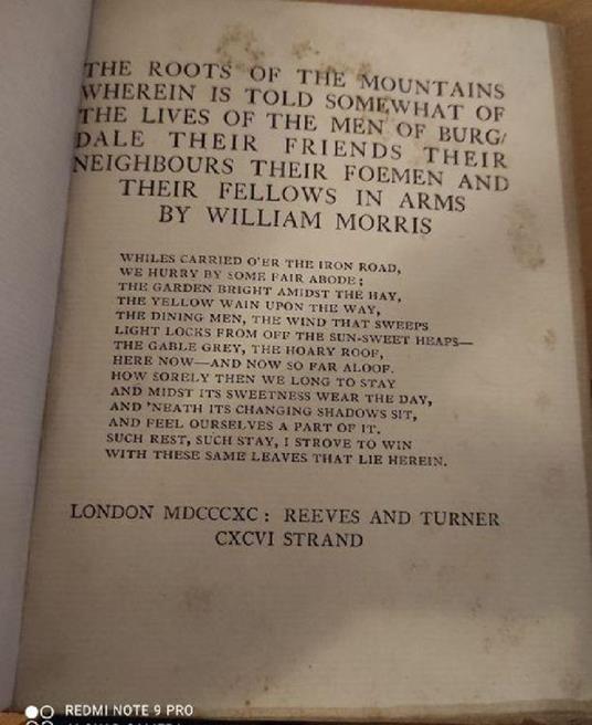 The Roots Of The Mountains Wherein Is Told Somewhat Of The Lives Of The Men Of Burgdale Their Friends Their Neighbours Their Foemen And Their Fellows In Arms - William Morris - copertina