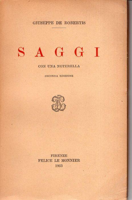 Saggi - Giuseppe De Robertis - copertina