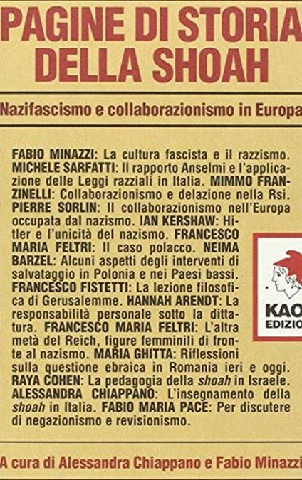 Pagine di storia della Shoah. Nazifascismo e collaborazionismo in Europa - copertina