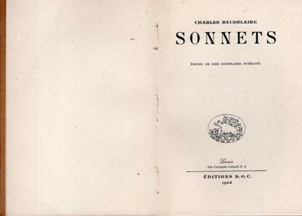 Sonnets - Charles Baudelaire - copertina