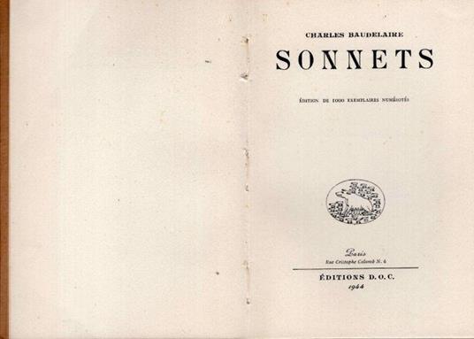 Sonnets - Charles Baudelaire - copertina