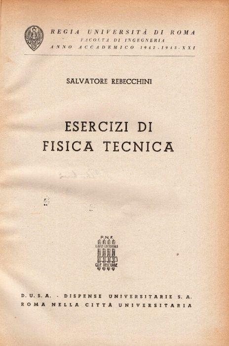Esercizi di fisica tecnica - Salvatore Rebecchini - copertina