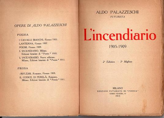 L' incendiario, 1905-1909, 2. Edizione - 3. Migliaio - Aldo Palazzeschi - 3