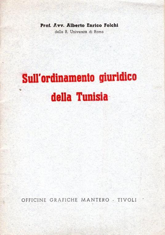 Sull'ordinamento giuridico della Tunisia - Alberto Polchi - copertina