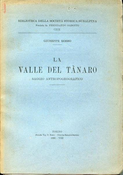 La Valle del Tanaro, saggio antropogeografico - Giuseppe Grosso - copertina