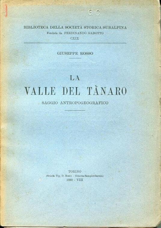 La Valle del Tanaro, saggio antropogeografico - Giuseppe Grosso - copertina