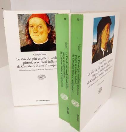 Le vite de' più eccellenti architetti, pittori, et scultori italiani, da Cimabue insino a' tempi nostri. Nell'edizione per i tipi di Lorenzo Torrentino, Firenze 1550. 2 volumi in custodia - Giorgio Vasari - copertina
