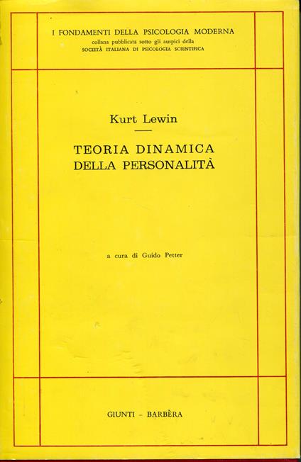 Teoria dinamica della personalita - Kurt Lewin - copertina