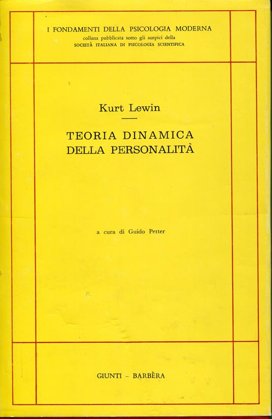 Teoria dinamica della personalita - Kurt Lewin - copertina