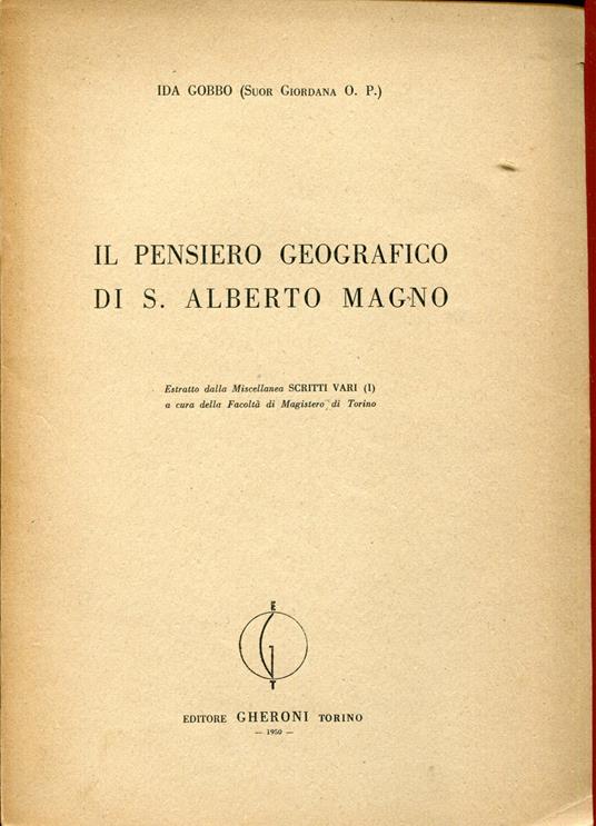Il pensiero geografico di S. Alberto Magno - copertina