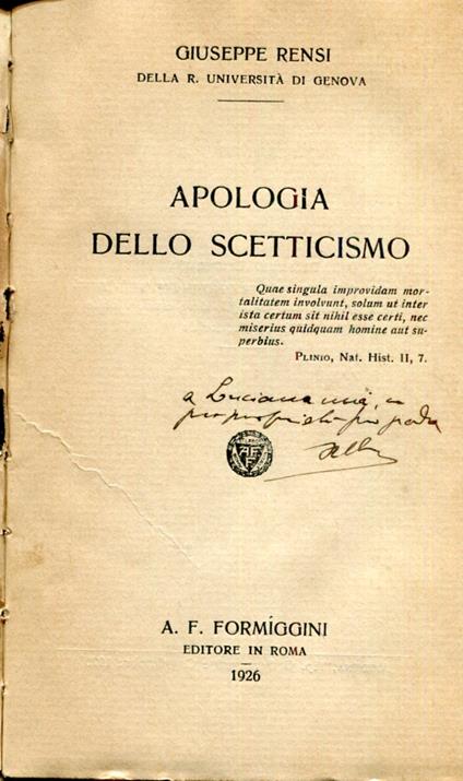 Apologia dello scetticismo - copertina