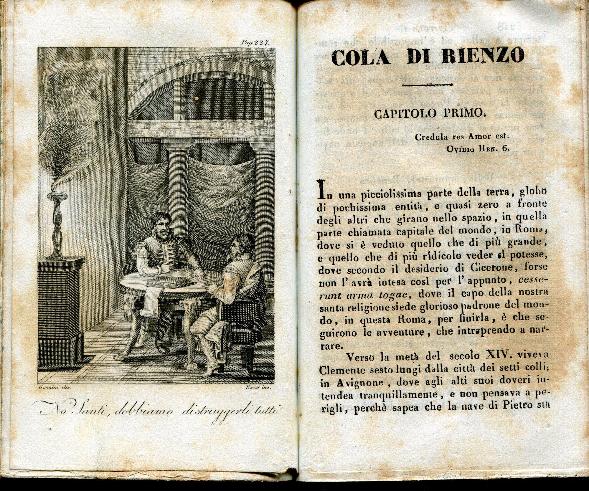 francesi in Italia (romanzo storico), la donna autrice, racconto morale di madama Di Genlis, Cola di Rienzo, La biblioteca di Le-Brun, I fiori funebri o la melanconia e l'immaginazione di M. di Genlis