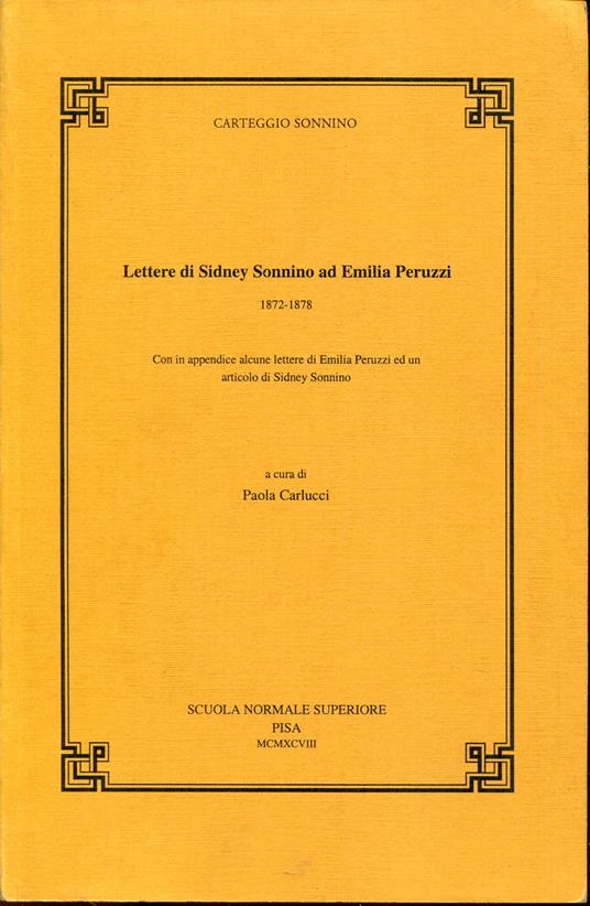 Lettere di Sidney Sonnino ad Emilia Peruzzi, 1872-1878 - copertina