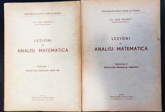 Lezioni di analisi matematica: 1: 1965-1966, 2: 1966-67 - Aldo Ghizzetti - copertina
