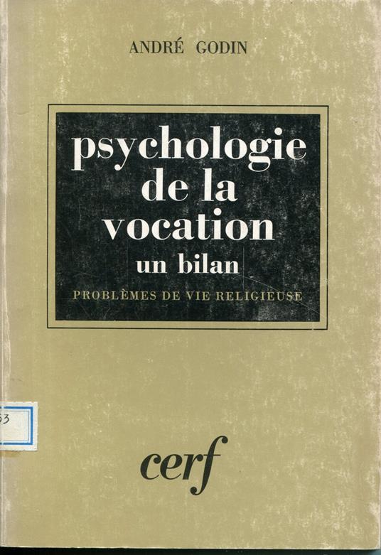 Psychologie de la vocation : un bilan - copertina