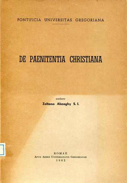 De Paenitentia Christiana - copertina
