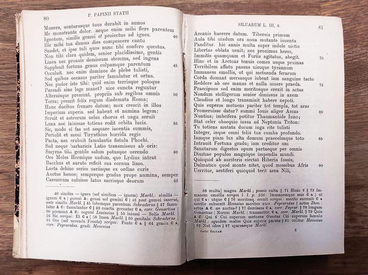 1: P. Papinii Statii Silvae, recensuit Aemilius Baehrens insieme a: 2: P. Papinii Statii Achilleis et Thebais recensuit Philippus Kohlmann. Fasc. 1 e 2