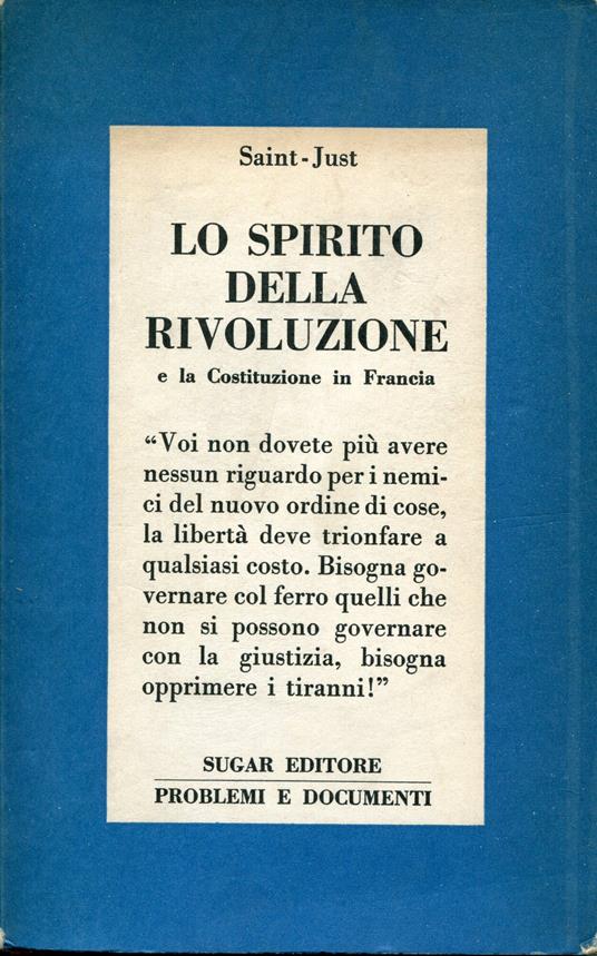 Lo spirito della Rivoluzione e la Costituzione in Francia - Saint-Just - copertina