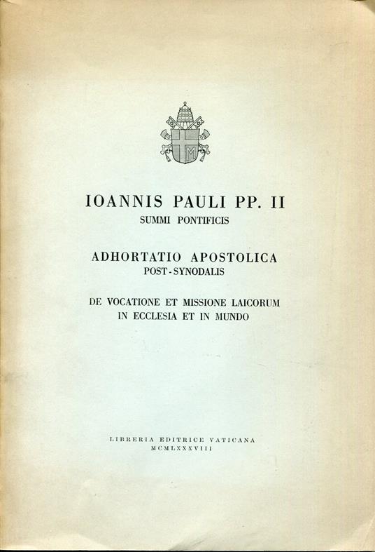 Adhortatio apostolica post-synodalis : de vocatione et missione laicorum in ecclesia et in mundo - copertina
